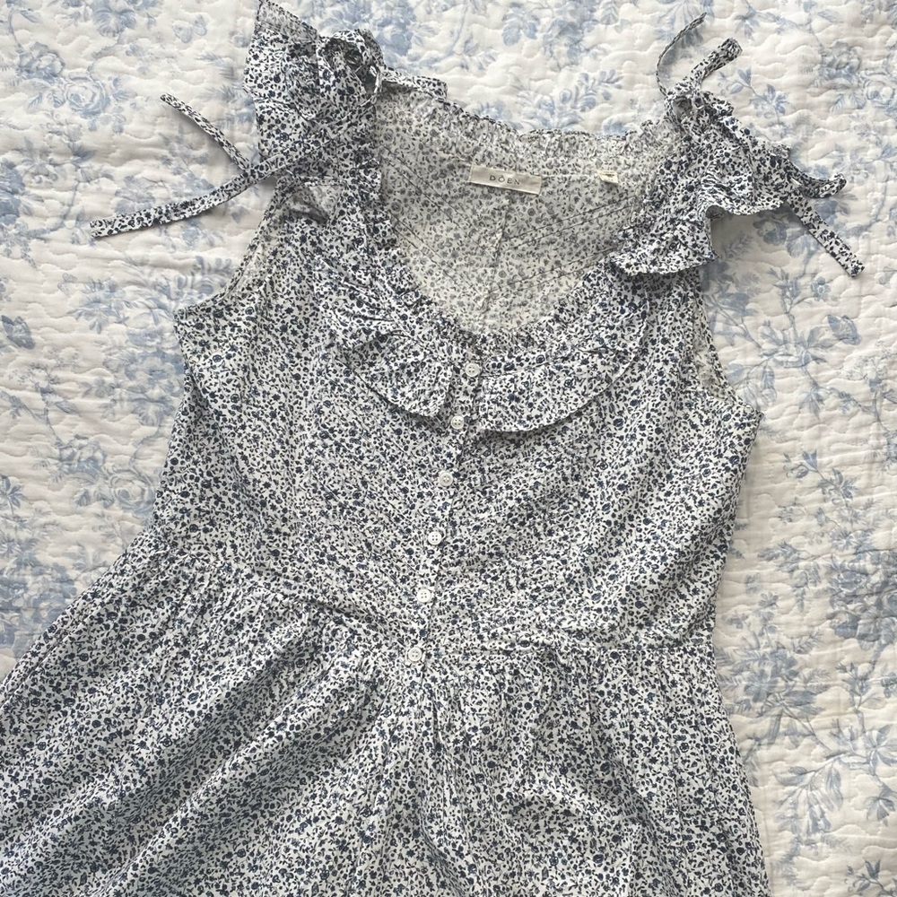 Doen Mandarin Dress in Navy Champignon Floral